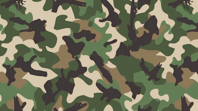 Classic Military Camouflage Pattern Design in Green, Brown, and Black