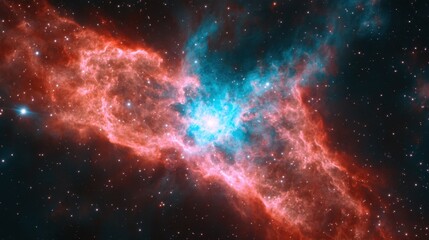 Fototapeta premium Vibrant Cosmic Cloud with Vivid Colors and Starry Background in Deep Space