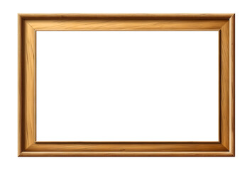 Brown wooden picture frame isolated on transparent background