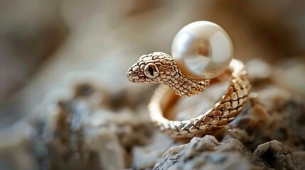 Elegant Snake Ring with White Australian Opal