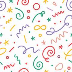 Colorful abstract doodle seamless pattern.
