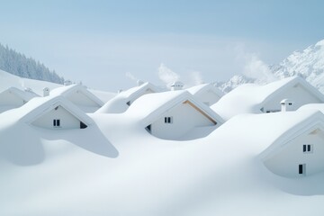 Snow-Covered Mountain Village Winter Serenity and Community Resilience