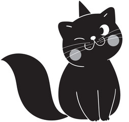 Silhouette Cat vector logo design, black cat illustration for web and print usages. Silhouette Cat vector logo design. Vector cat silhouette view side for retro logos, Isolated on a white background.