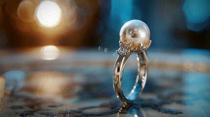 Unique Swan Shaped Ring Featuring Golden Pearl