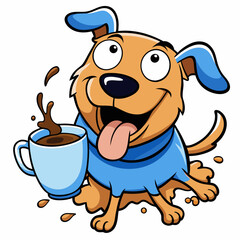 dog with a cup of coffee