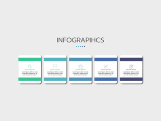 Business infographic template. 5 Step timeline journey. Process diagram, 5 options on white background, Infograph elements vector illustration.