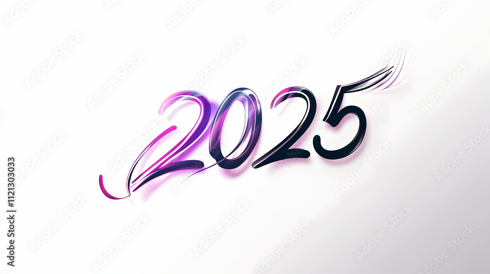 Poster a stylized representation of the year 2025 with vibrant colors and dynamic design elements.