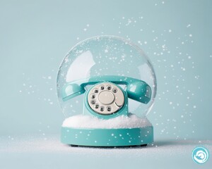 Festive Phone in Snow Globe Nostalgia and Playful Communication for National Ding-A-Ling Day, Christmas, and New Year Celebrations