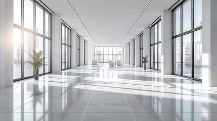 Transparent Office with Modern Glass Walls and Partitions in Airy Environment