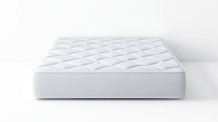 A white mattress with a white cover on transparent background