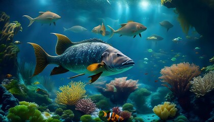 Fototapeta premium Peces bajo el agua