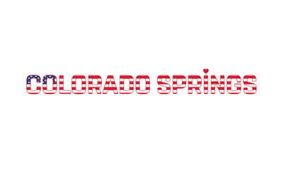 I Love Colorado Springs, Typographic Design of I Love Colorado Springs with a flag of USA on a white background, Colorado Springs city of USA with heart, Colorado Springs, I love USA