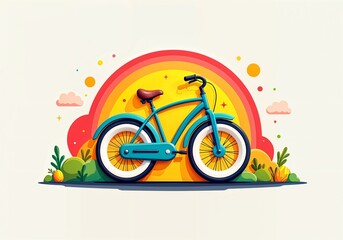 Fototapeta premium Vibrant 3D minimalist logo featuring a stylized bicycle