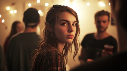 Young Woman at a Gathering