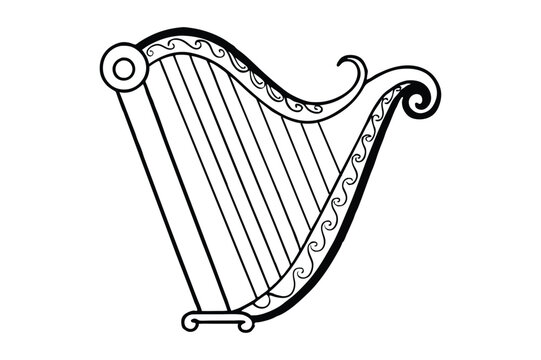 recommend clip art: Harp vector line art illustration