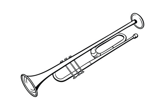 black and white trumpet musical instrument clip art preview