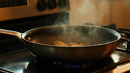 Pan on Medium-High Heat Stove with Vegetables Being Seasoned - Preparing Fresh, Flavourful Ingredients for Cooking