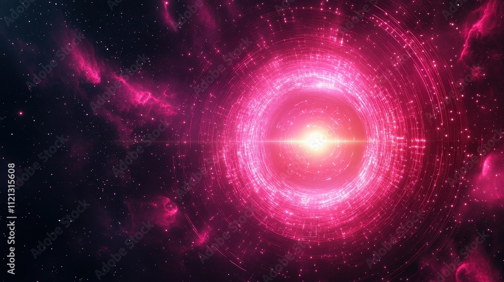 Poster vibrant retro 80s inspired glowing light background with grid patterns and cosmic elements in a stun