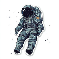 Astronaut floating in space, stars visible in helmet.