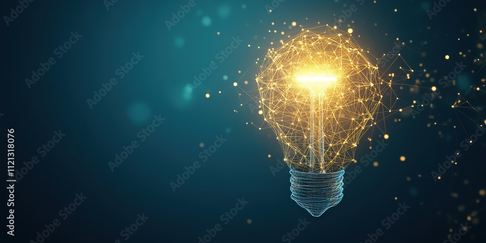 Aufkleber abstract glowing light bulb formed by intricate lines and dots representing creativity and innovatio