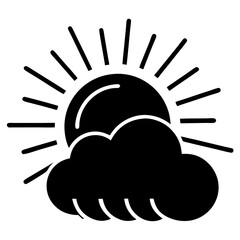 Sun and cloud silhouette icon vector illustration 