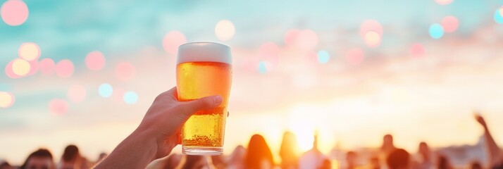 Vibrant Rooftop Lager Celebration at Sunset National Lager Day, New Years Eve, and Summer Solstice Cheers