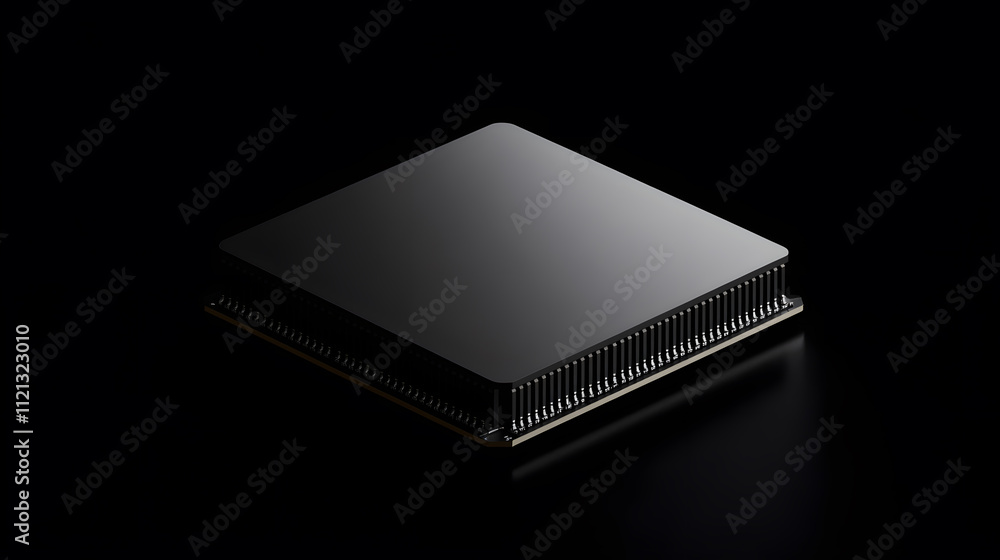 Poster black and white cpu - sleek and minimalistic design of a central processing unit in monochrome