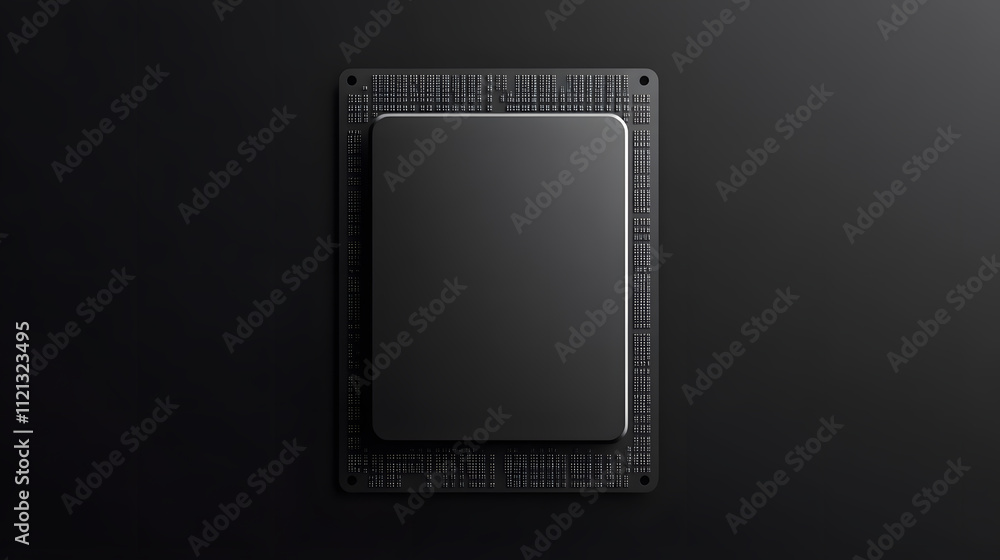 Poster black and white cpu - sleek and minimalistic design of a central processing unit in monochrome