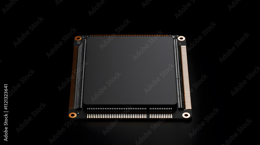 Poster black and white cpu - sleek and minimalistic design of a central processing unit in monochrome