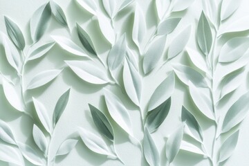 自然の美しさが感じられる柔らかな葉のパターンと緑のトーンの背景