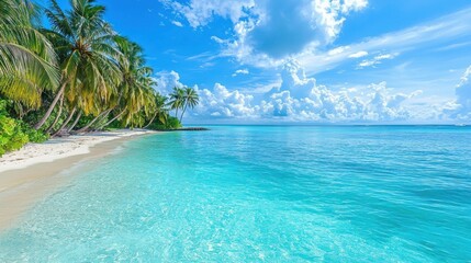 Fototapeta premium Relaxing beach day at a tropical paradise stunning ocean view natures serenity