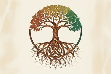 A stylized intricate illustration of a tree