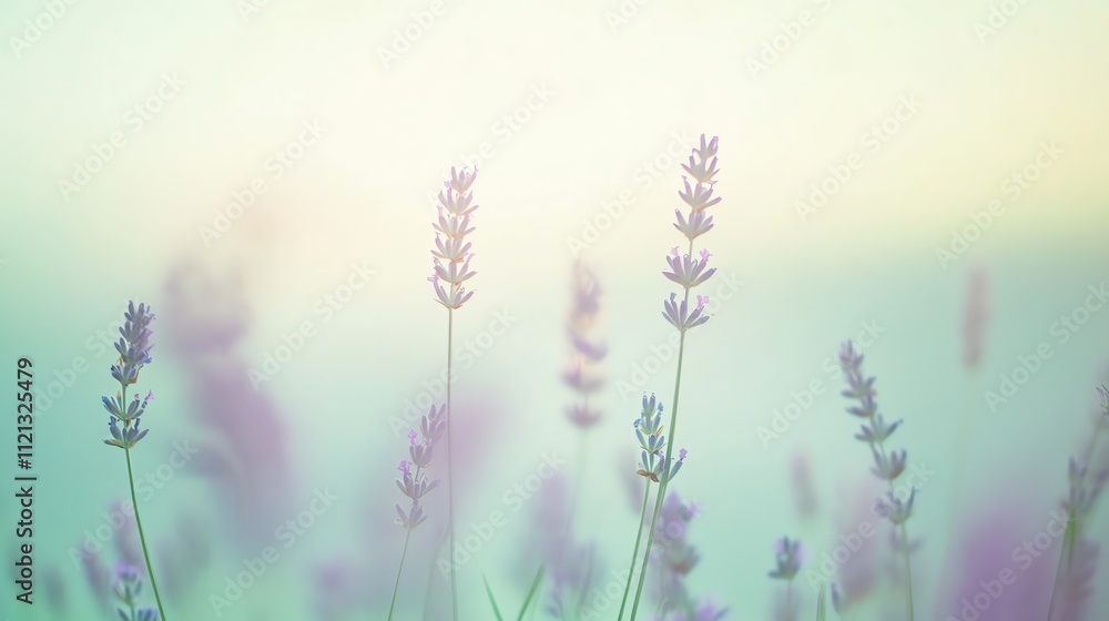 Canvas Prints lavender flowers in a field with a soft light.