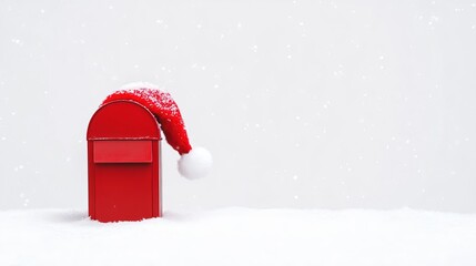  Red mail box for Christmas present on white background