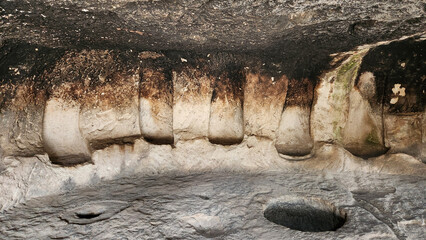 Interior view of a chamber in the ancient Byzantine settlement area in Ayazini village of Ihsaniye...