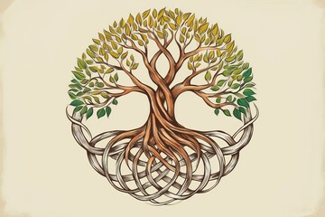 A stylized intricate illustration of a tree