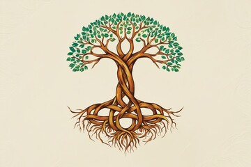 A stylized intricate illustration of a tree