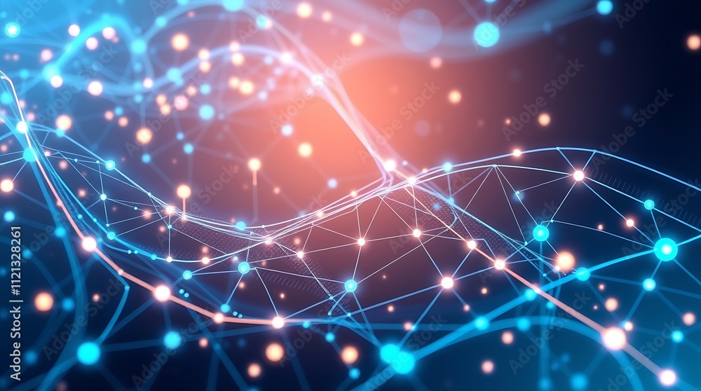 Aufkleber digital galaxy: abstract network connection. a mesmerizing digital art piece depicting a vibrant net