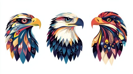 Fototapeta premium Vibrant eagles in a colorful wildlife environment a close-up digital art piece
