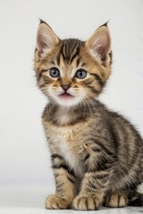 Obraz premium Cute tabby kitten playing on white background