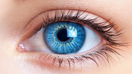 Obraz premium Closeup Blue Eye with Detailed Iris, Macro Eye Photography, Detailed Human Eye Image