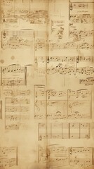 Fototapeta premium Sheet music of traditional carols, featuring an antique sepia finish, phone wallpaper