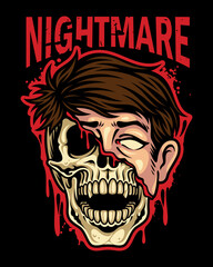 Fototapeta premium Vector illustration of a skull with a human face