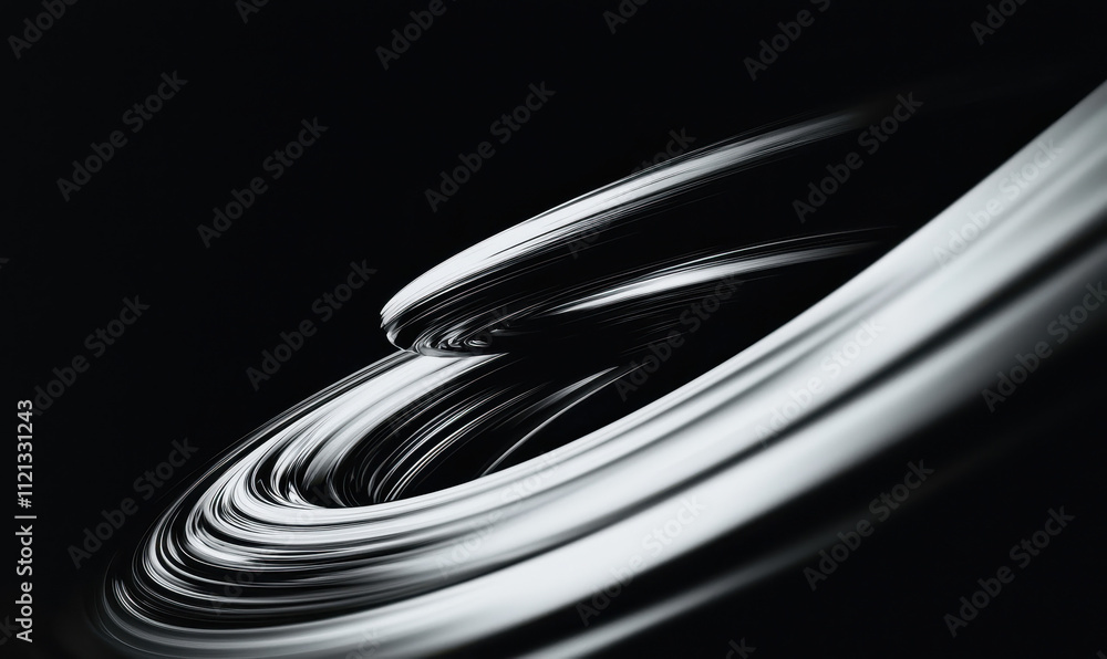 Poster monochrome abstract visualization of fluid dynamic curves
