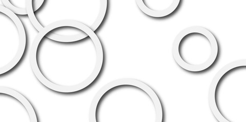 Abstract white and grey geometric overlapping circle ring background with shadow. Luxury elegant white and grey background with circle. Modern abstract light silver background vector .
