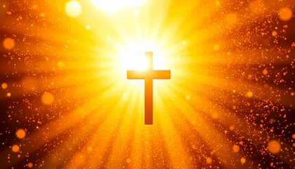 Radiant cross in bright light, hope, faith, spirituality