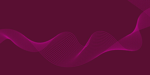 Dark background Pink wave lines Flowing waves Abstract digital equalizer sound wave. Flow. Line Vector illustration for tech futuristic innovation.