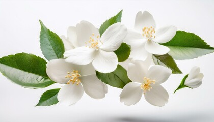 Fototapeta premium Delicate Jasmine Blooms in Mid-Air: A Fragrant Symphony of Nature's Grace