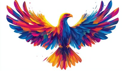 Obraz premium Colorful abstract eagle illustration vibrant digital artwork in wildlife studio environment