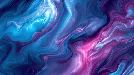 Obraz premium Abstract Swirling Blue Purple Fluid Art Galaxy